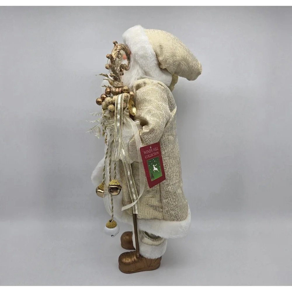 Windy Hill Collection Santa Claus Figurine Gold White Holiday Decor Christmas